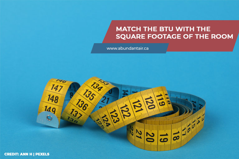 Match the BTU with the square footage of the room